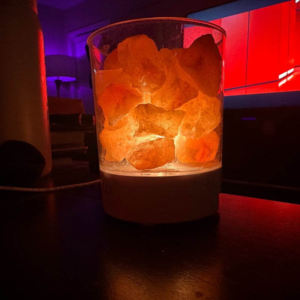 HIMALAYAN SALT ROCK LAMP with WHITE NOISE MACHINE.